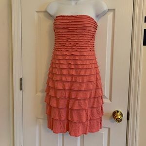 Strapless, ruffled dress